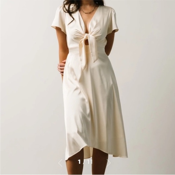 NWT Baltic Born Poppy Satin Midi Dress Cream Ivory - Picture 1 of 14